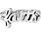 JAI Sterling Silver Script "Faith" Message Ring, Size 6